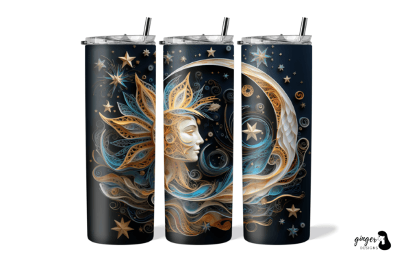 3D Quilling Celestial 20oz Tumbler Design for Creative Projects