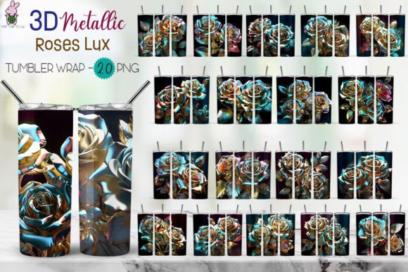 3D Tumbler Wrap Metallic Rose Lux Bundle