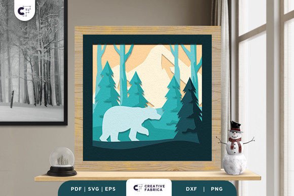 Bear Winter Forest 3D Shadow Box SVG – A Beautiful Addition to Your Creative Projects