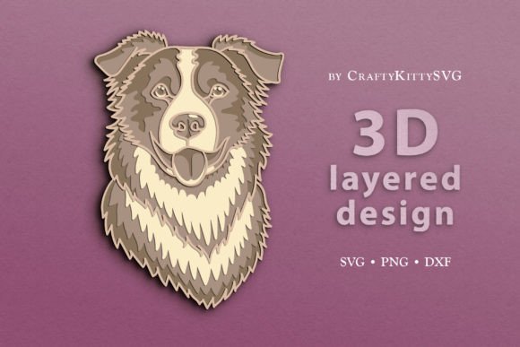 Border Collie Dog 3D Layer SVG Cut File: A Modern Craft Resource for Creative Projects