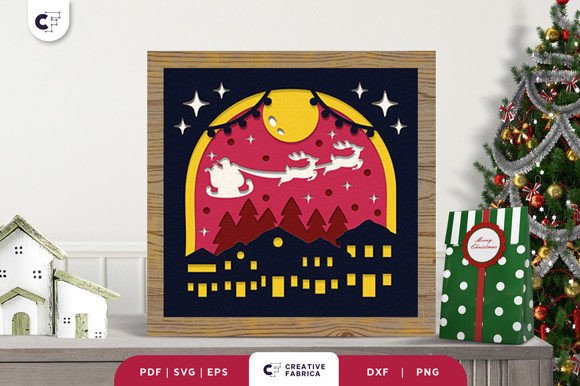 Bring the Magic of Christmas with the Santa Sleigh 3D Layered Paper Cut and Christmas Night Shadow Box