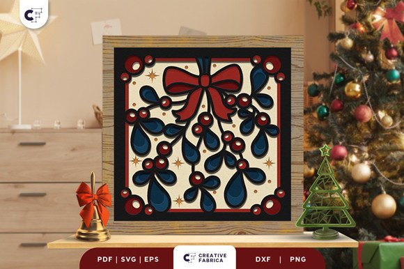 Christmas Bauble Mistletoe 3D Shadow Box: A Festive Artistic Delight