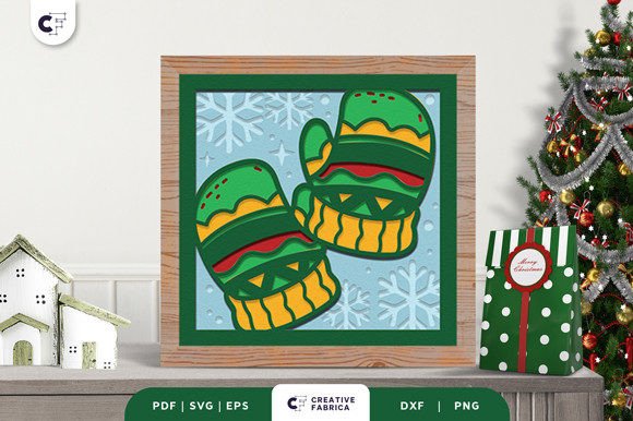 Christmas Gloves 3D Shadow Box SVG β A Festive Craft for Every Occasion