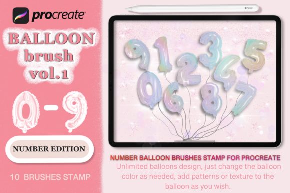 Creating Vibrant 3D Number Balloon Characters with the 3D Balloon Stamp Brush Procreate Vol.1