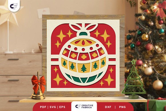Elevate Your Design with the Nordic Christmas Ball 3D Shadow Box SVG