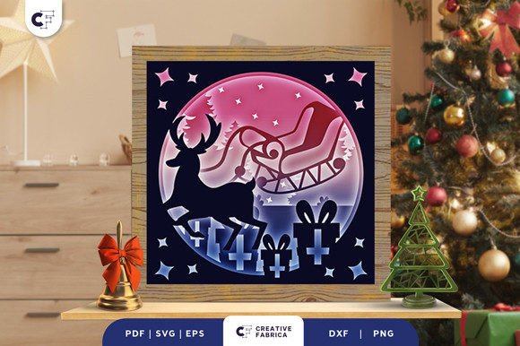 Enhancing Holiday Aesthetics with the Christmas Sleigh 3D Light Box SVG