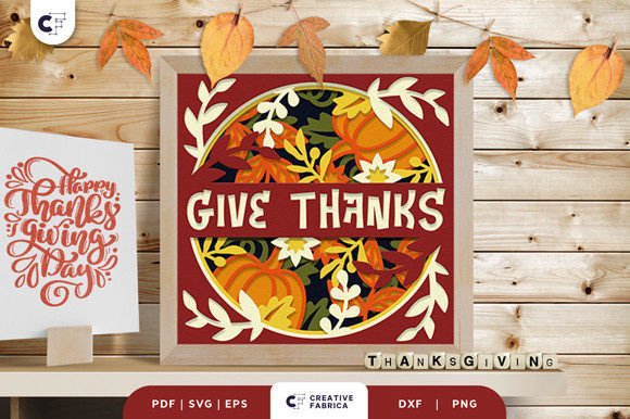Give Thanks Autumn Leaves 3D Light Box