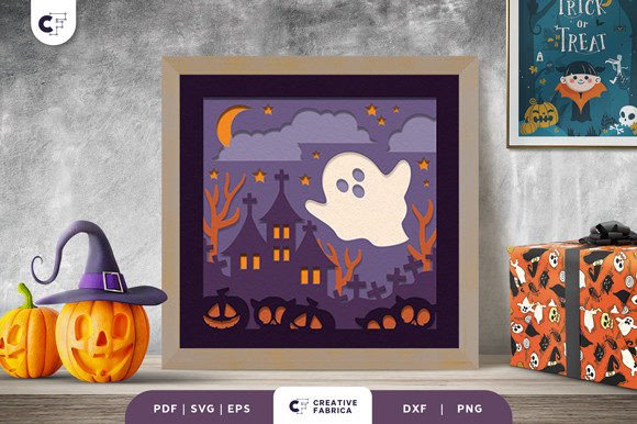 Halloween Cute Ghost 3D Shadow Box – A Spooky Delight for Your Space