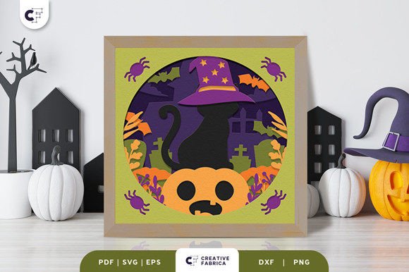 Halloween Wizard Cat 3D Shadow Box – A Creative Decor Option for Enthusiasts