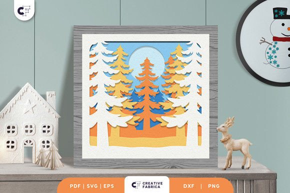 Pine Forest 3D Shadow Box Paper Cut