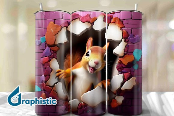 Torn Squirrel 3D Tumbler Wrap: A Versatile Digital Design Resource for Creative Projects