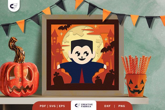 Vampire 3D Shadow Box Paper Cut SVG