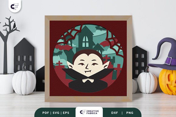Vampire and Bats 3D Shadow Box: A Spooky Halloween Decor
