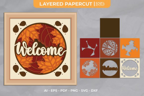 Welcome Autumn 3D Shadow Box SVG