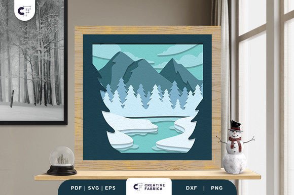 Winter Lake Forest 3D Shadow Box SVG: A Creative Winter Decor Solution